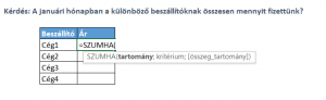 Szumha függvény argumentumok