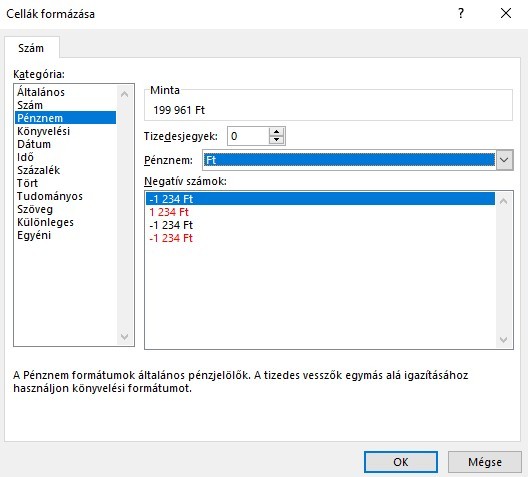 Pivot számformátum