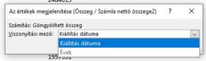 Kimutatás értékek megjelenítése