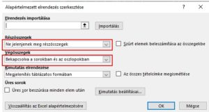 Kimutatás részösszeg és végösszeg