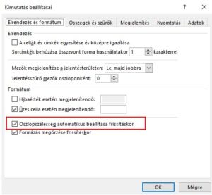 Kimutatás oszlopszélesség
