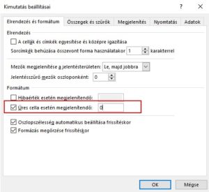 Kimutatás üres cellák helyett