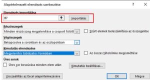 Kimutatás beállításainak importálása