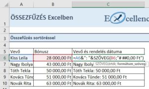 Forint formátum megőrzése összefűzénél