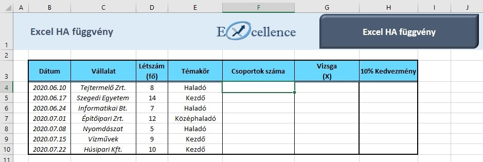 Excel ha függvény