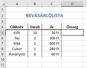 Excel függvények példában