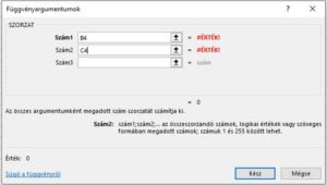 Excel függvény hiba