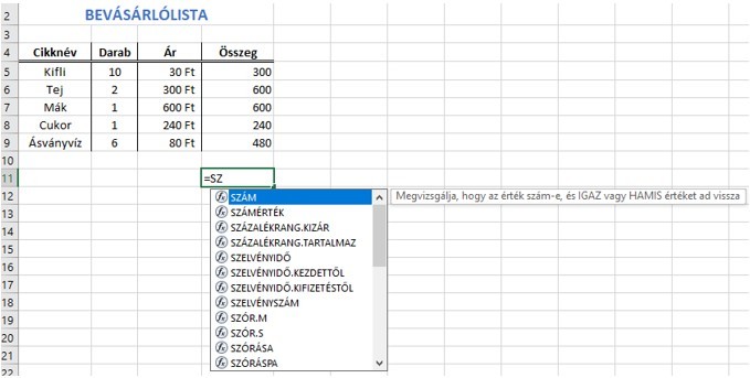 Excel függvények kezdőknek
