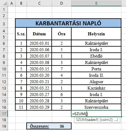 Excel autoszum Excel autoszum
