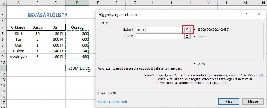 Excel függvények