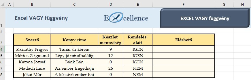 Excel vagy függvény