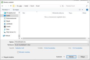 Excel mentés