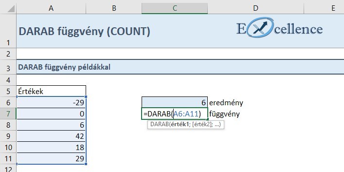 DARAB függvény működése