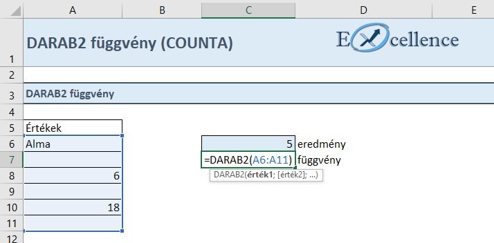 DARAB2 függvény működése