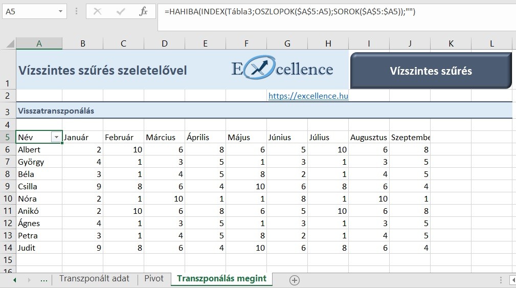 Transzponálás megint